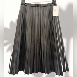 7 FOR ALL MANKIND | Pleated Vegan Faux Leather Midi Skirt